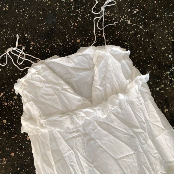 Tularosa Tie Front Midi Dress White Boho Ruffle L - Picture 6 of 6